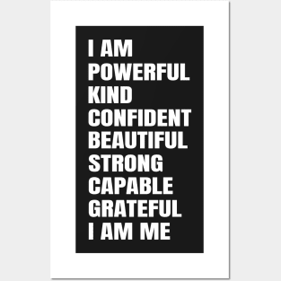 I Am Powerful Kind Confident Beautiful Strong Capable Grateful I Am Me Posters and Art